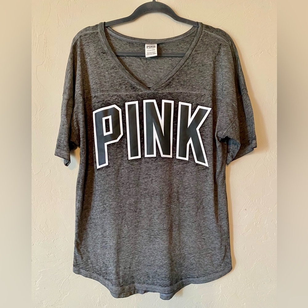 PINK Victoria’s Secret Gray Lightweight Loose Fit Graphic Top S